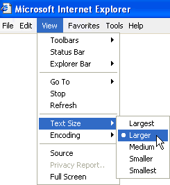 How to increase text size, in Internet Explorer